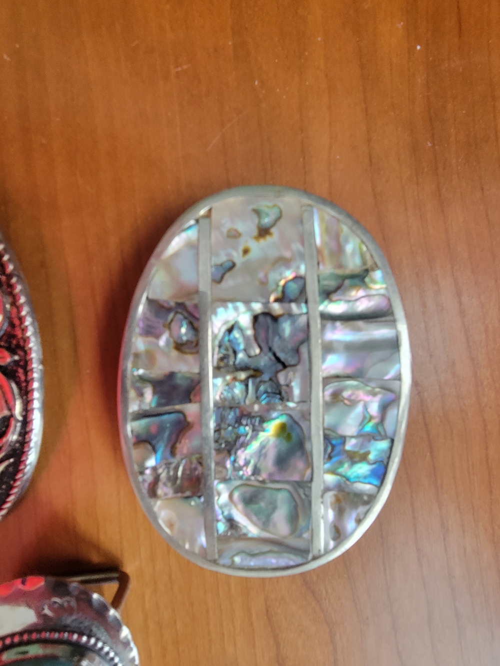 Vintage Lot Of Silver-Tone Belt Buckles with Turquoise and Abalone Accents - Picture 2 of 10